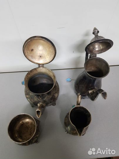 Чайный, кофейный набор (латунь, серебрение)