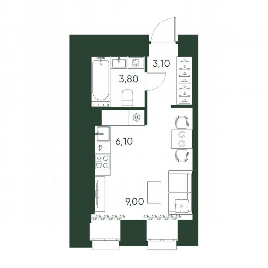 Квартира-студия, 22 м², 2/6 эт.