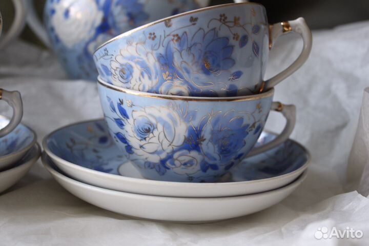 Сервиз чайный Дулево Голубой пион 1959 г