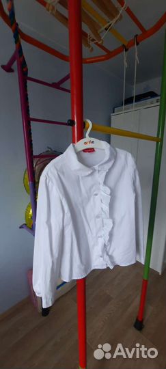 Блузка белая для девочек 128