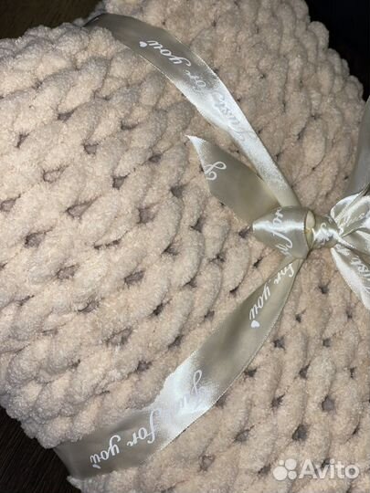 Плед пушистый, вязаный (alize) ручной работы