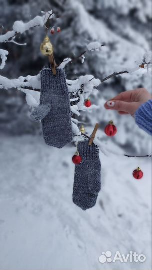 Варежки вязаные детские