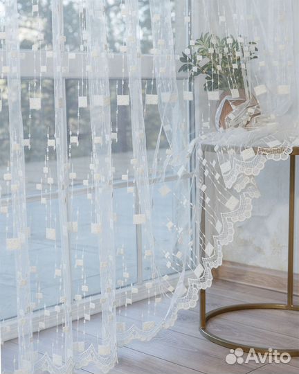 Тюль Мона золото