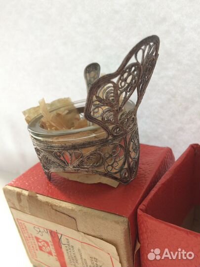 Солонка филигранная с ложкой