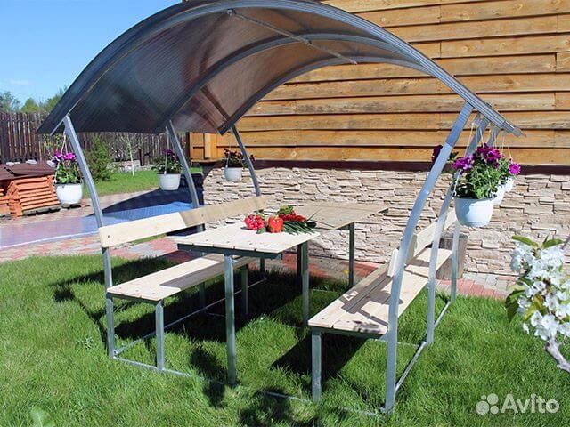 Беседка aстра с лавочками и столом