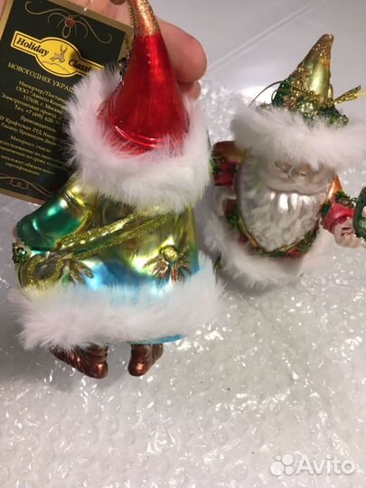 Гномики ёлочные игрушки стекло