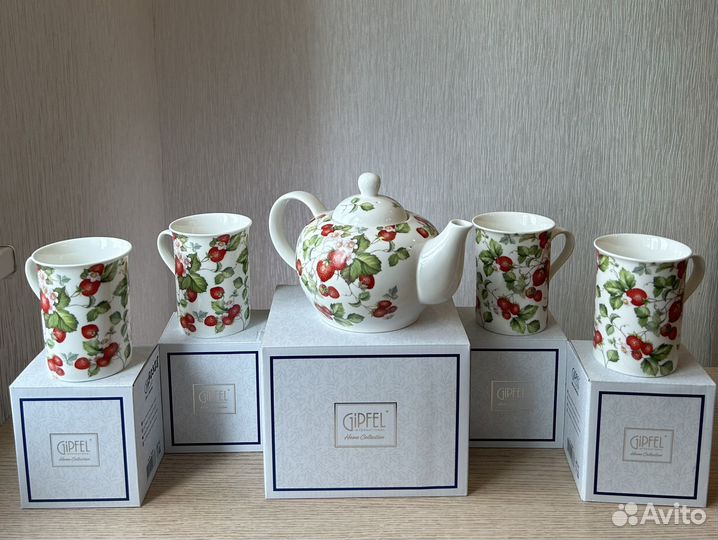 Чайный набор заварочный чайник 4 кружки Gipfel