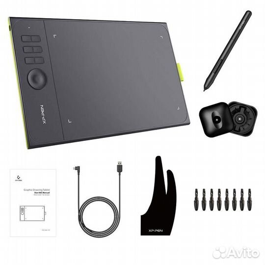 Графический планшет XPPen Star 06C черный/салатовы