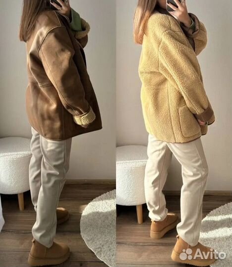 Дубленка женская двусторонняя 48