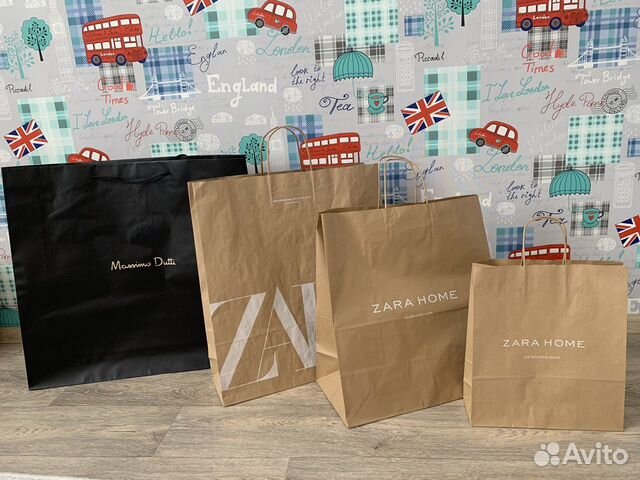 Пакеты Zara бумажные крафт новые