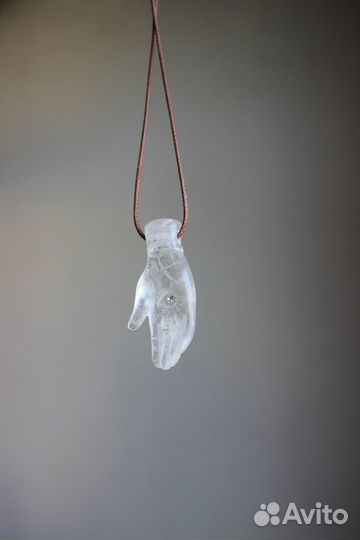 Кулон винтажный прозрачный хамса, ладонь с глазом