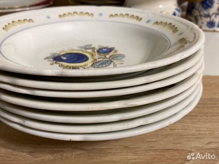 Зик пионы синие СССР посуда