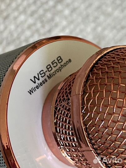 Микрофон WS-858, bluetooth розовое золото