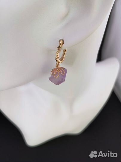 Винтажные серьги из натурального Аметиста