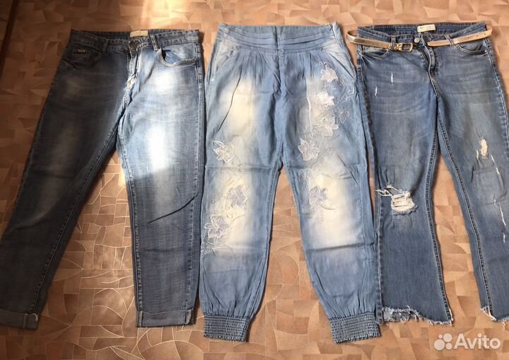 Джинсы,брюки летние,кожаные брюки р 46-48