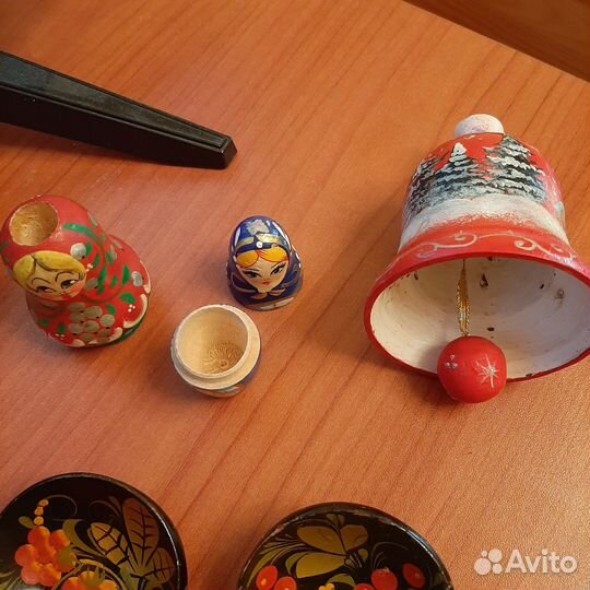 Деревянные ложки матрёшки колокольчик