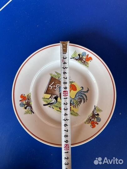 Тарелка Дулево винтаж. Петушок в школе