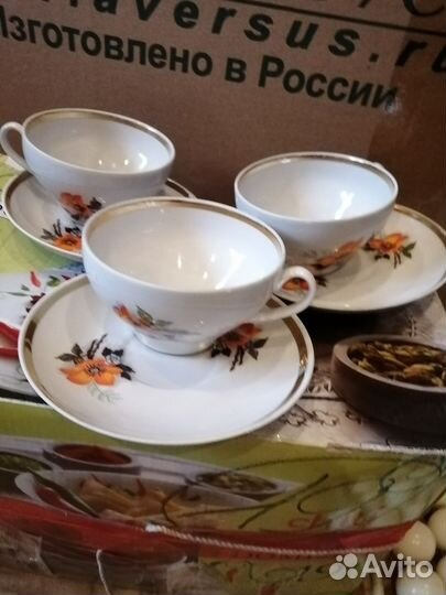 Чайная пара, новые,Маки Дулево, остатки