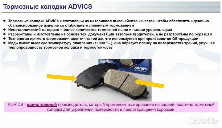 Колодки тормозные advics на Японские марки