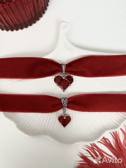 Бархатный чокер с сердцем