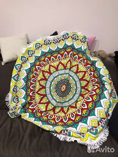 Полотенце пляжное круглое 150 см с бахромой