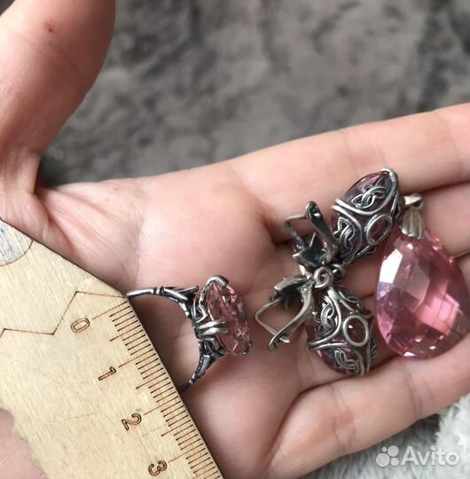 Комплект серьги, кольцо, кулон
