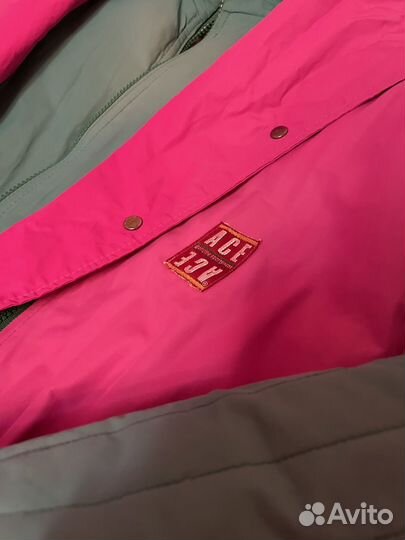 Винтажная куртка y2k зелено-розовая