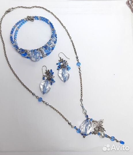 Колье, серьги и браслет. Комплект ручной работы