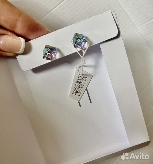 Серьги-кубики 925 с кристаллами Swarovski