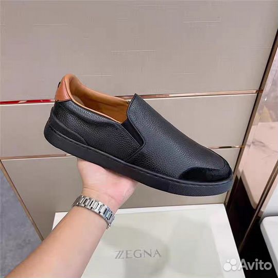 Слипоны Zegna, Кеды кожаные Zegna