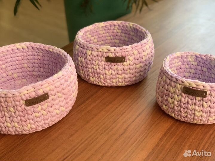 Корзинка из трикотажной пряжи для дома