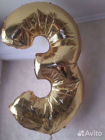 Шар-цифра 3 фольгированная праздничная