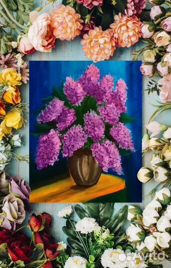 Картина маслом на холсте. Сирень