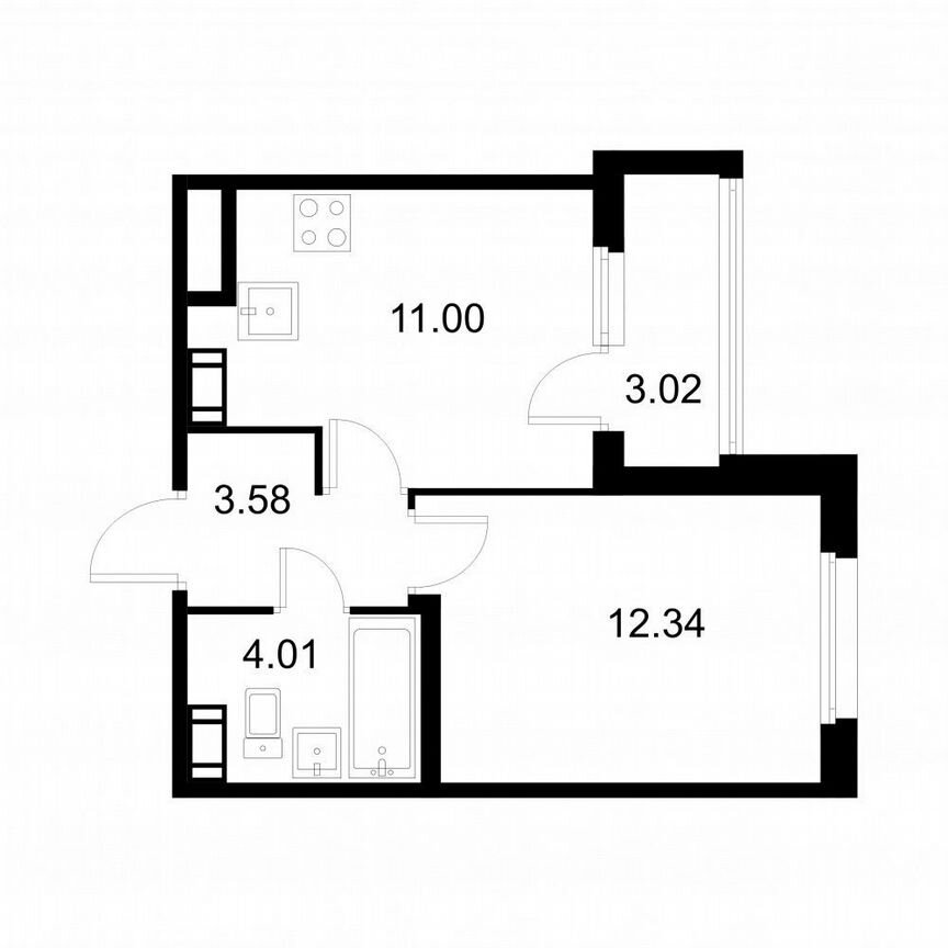 1-к. квартира, 32,4 м², 9/9 эт.