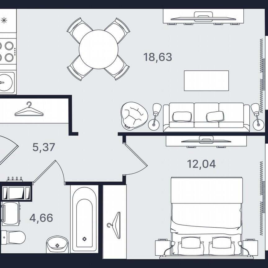 2-к. апартаменты, 40,7 м², 20/24 эт.