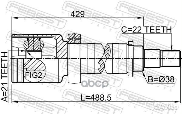 Шрус внутренний R 21x38x22 ford fiesta/fusion C
