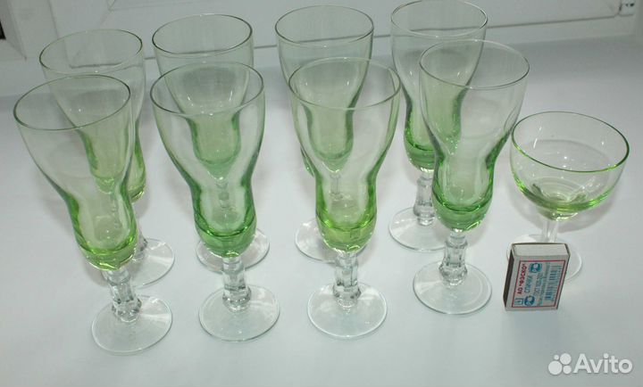 Бокалы фужеры зеленое стекло СССР