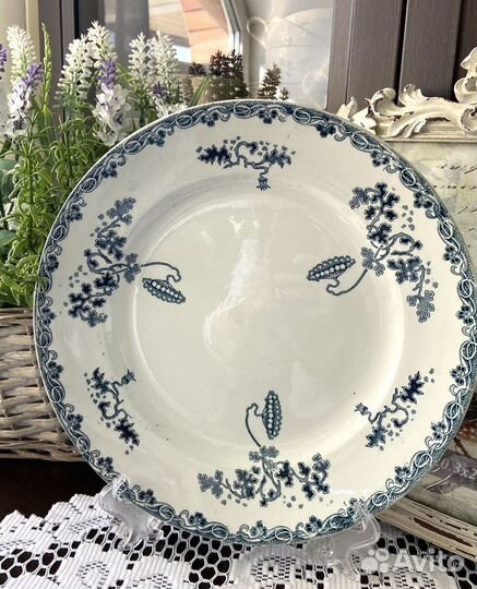 Антикварные террин и блюдо Франция