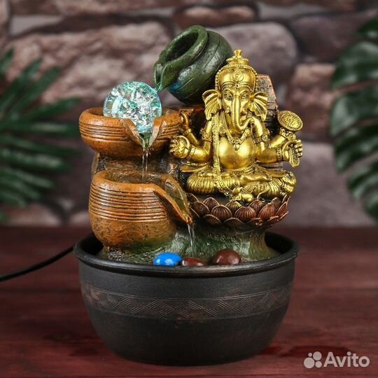 Фонтан настольный от сети 'Ганеша у водопада с кув