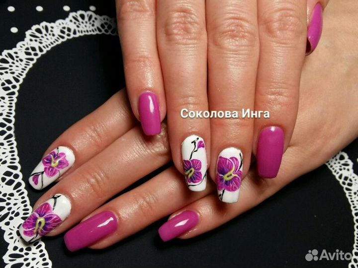 Наращивание ногтей, покрытие шиллак на дому