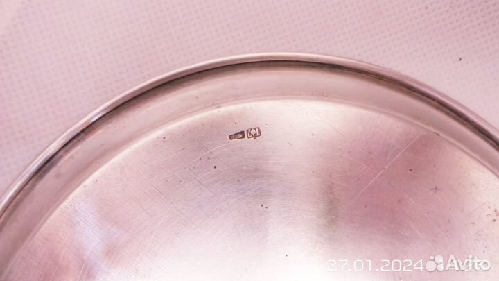 Серебряная тарелка 875 СССР(арт-ку 111760)