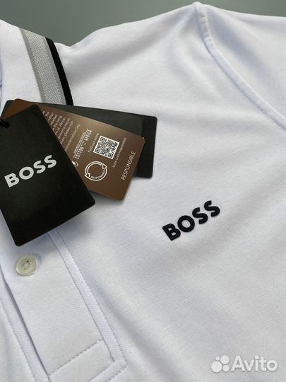 Мужское поло Boss белое