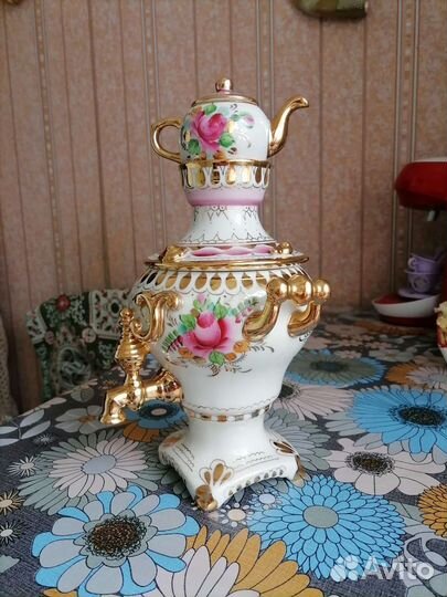 Самовар сувенирный СССР Гжель Фарфор