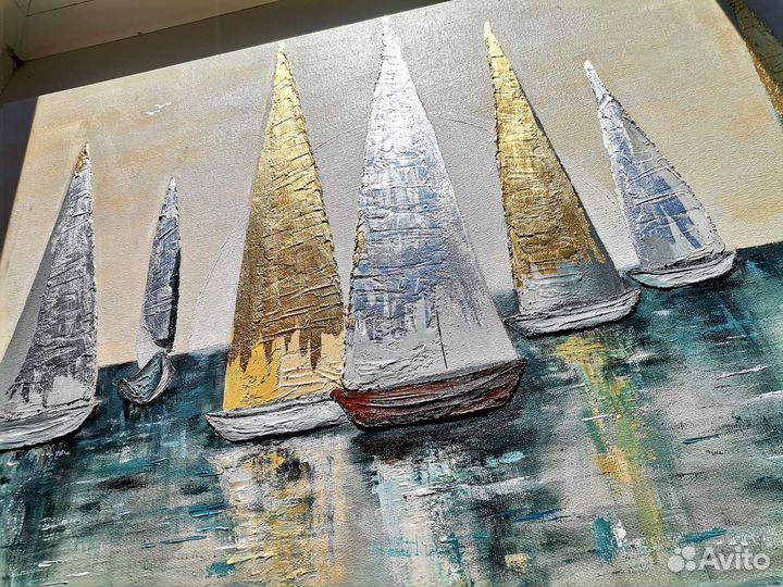 Интерьерная текстурная картина Парусники