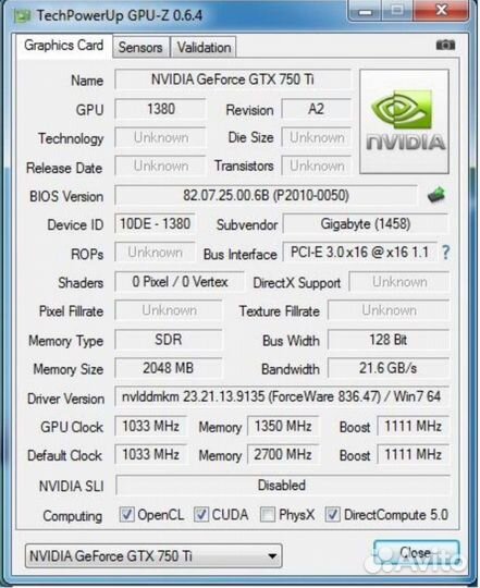 Видеокарта Gigabyte GTX 750 Ti WF