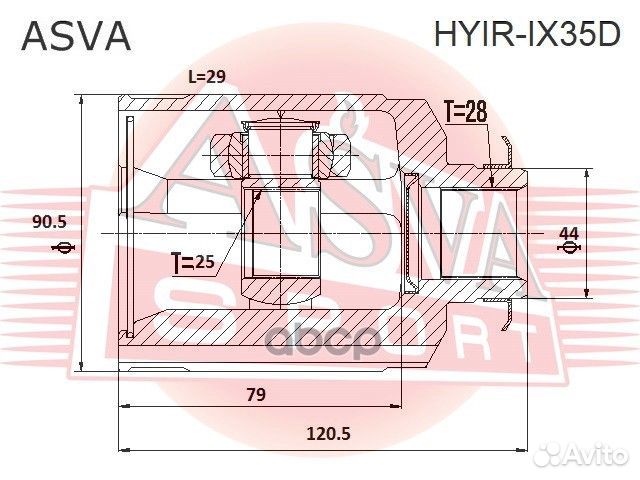 ШРУС внутренний перед лев hyirix35D asva