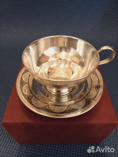 Серебряная чайная, кофейная пара Кубачи 180 грамм