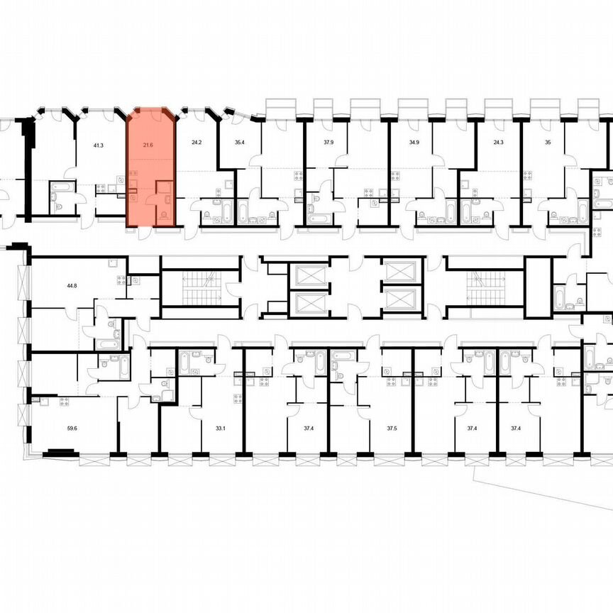 Квартира-студия, 21,6 м², 2/30 эт.