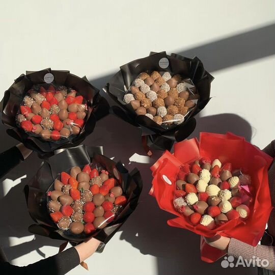 Съедобные букеты клубника в шоколаде