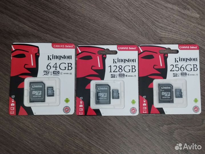 Карта памяти MicroSD Kingston 64, 128, 256